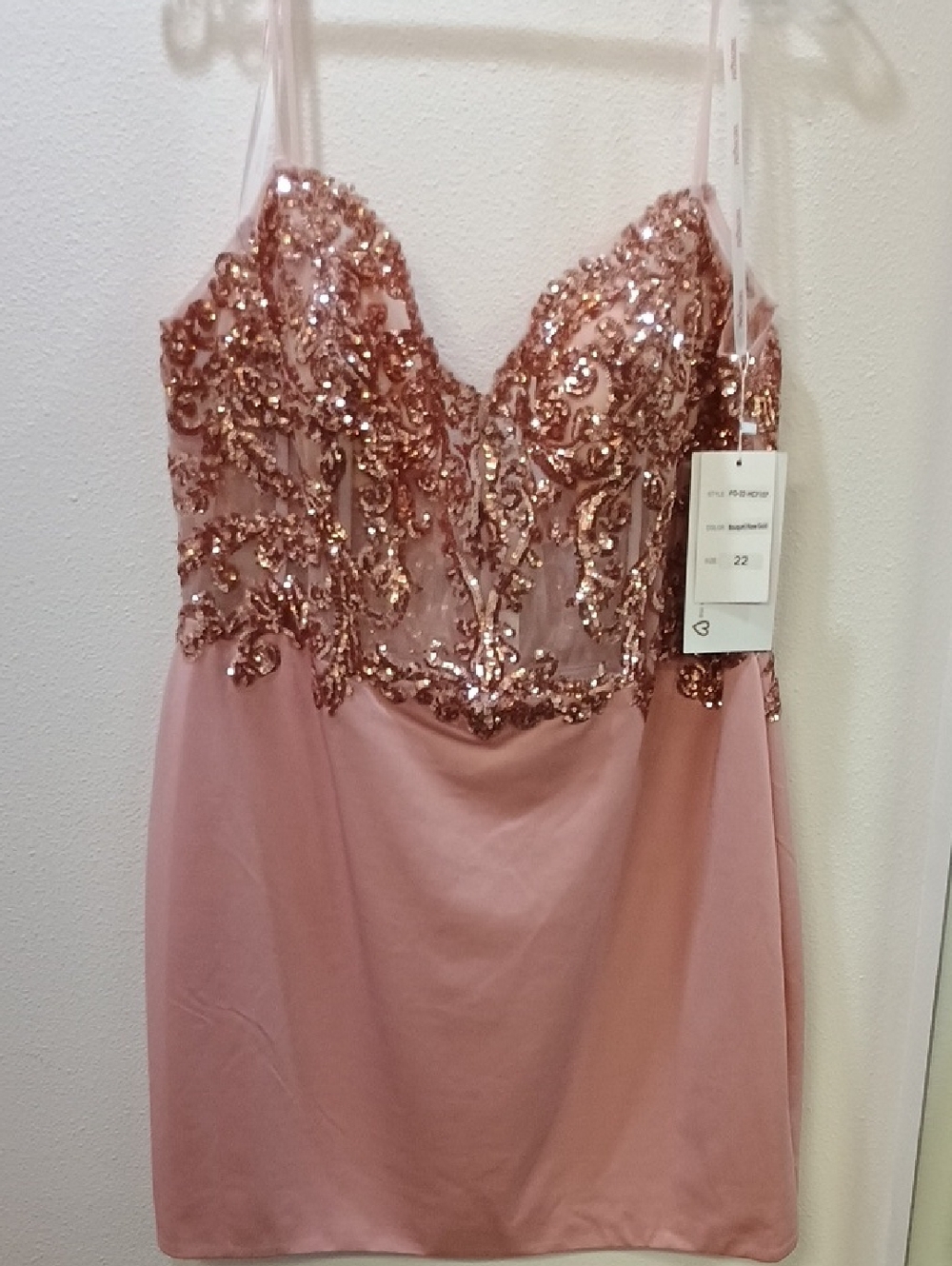 Strapless Rose Pink Sequin Bodice Cocktail Dress